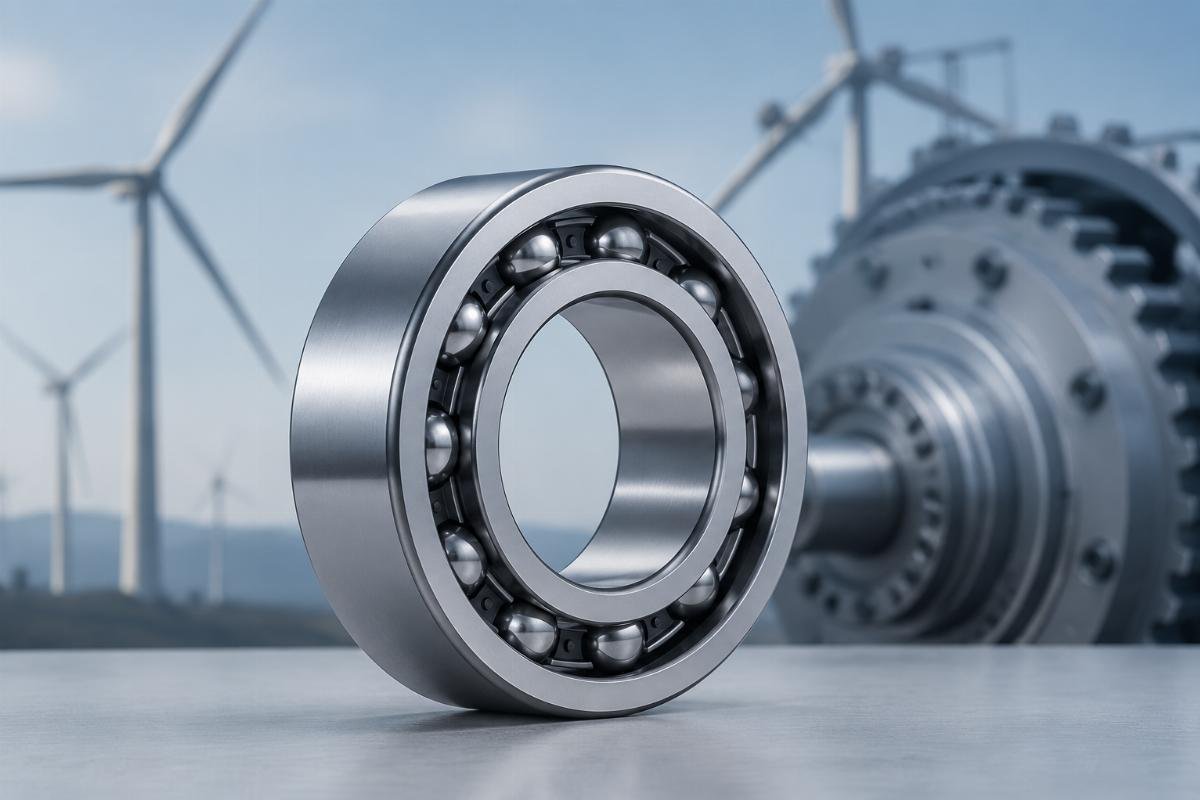 Precision ball bearings for wind energy applications showing material certification and dimensional accuracy Angular Contact Ball Bearing Application in Wind Turbine Gearbox